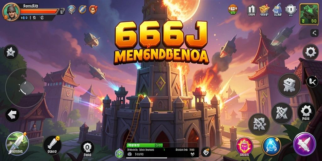 Gameplay intens dari 666J dengan menara yang strategis.