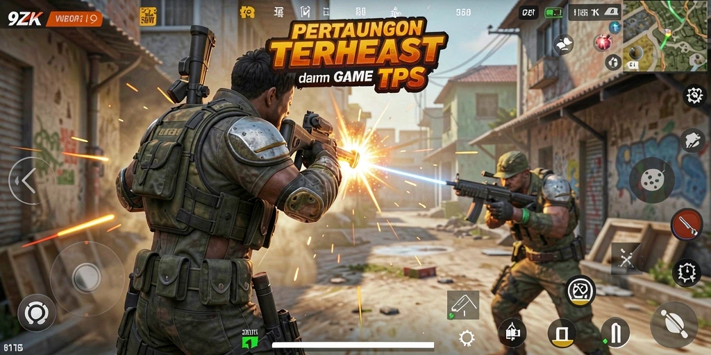 Tangkapan layar yang menunjukkan aksi seru dalam game TPS 9ZK.