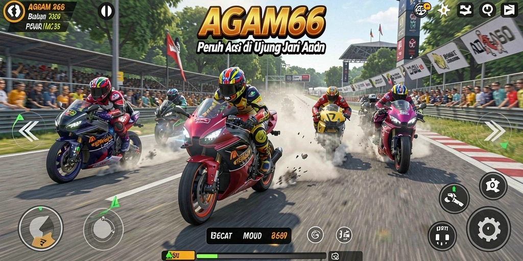 Gameplay AGAM66 yang mendebarkan dalam balapan motor penuh aksi.