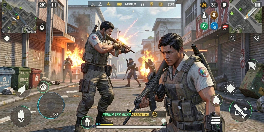 Tampilan aksi seru dalam game TPS ATOM138.