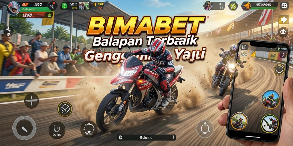 Tampilan gameplay balapan motor yang mendebarkan di BIMABET.