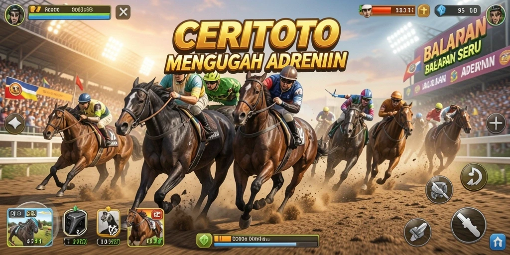 Tampilan gameplay <strong>CERITOTO</strong> yang menegangkan saat balapan di lintasan.