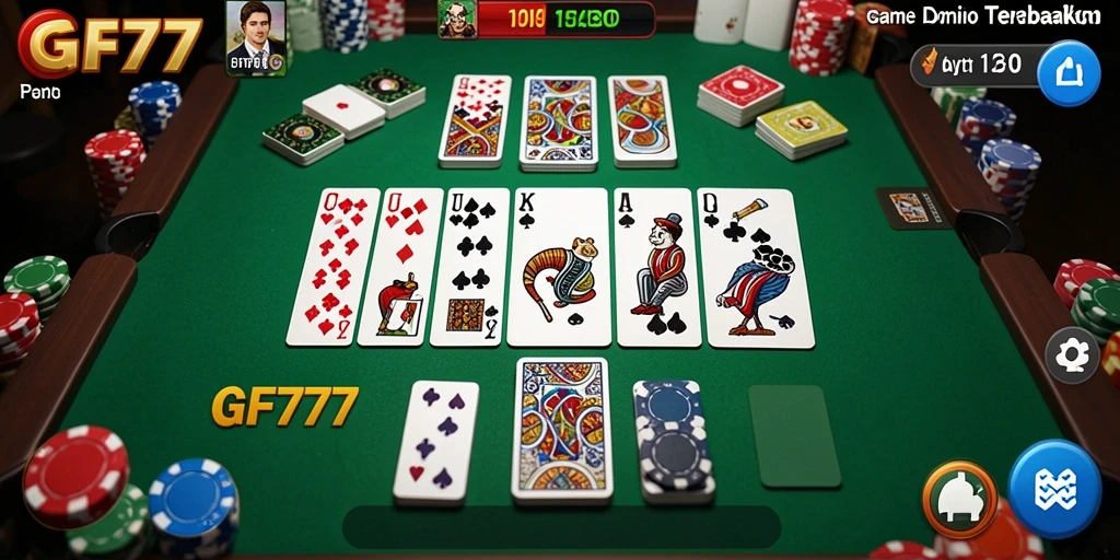 Screenshot gameplay GF777 saat seru bermain Domino.