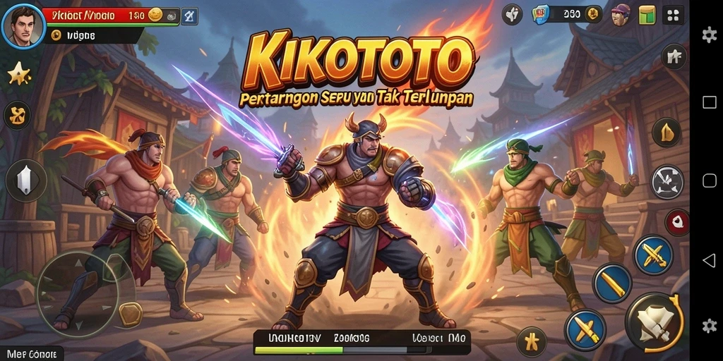 Gameplay KIKOTOTO dengan aksi pertarungan yang intens dan menarik.