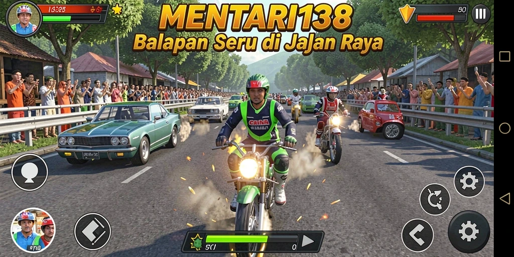 Screenshot gameplay MENTARI138 menampilkan mobil balap di trek yang menantang.