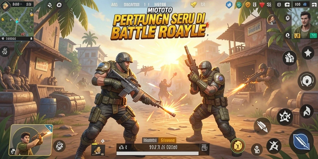Tangkapan layar gameplay MIOTOTO yang menampilkan aksi Battle Royale yang mendebarkan.