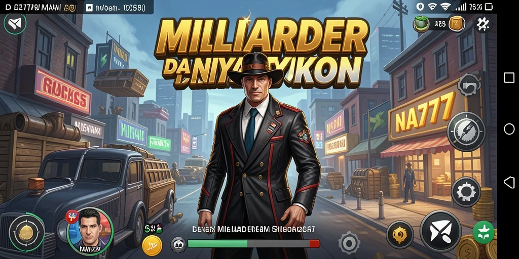 Tampilan gameplay NA777 dengan aksi membangun kerajaan bisnis.