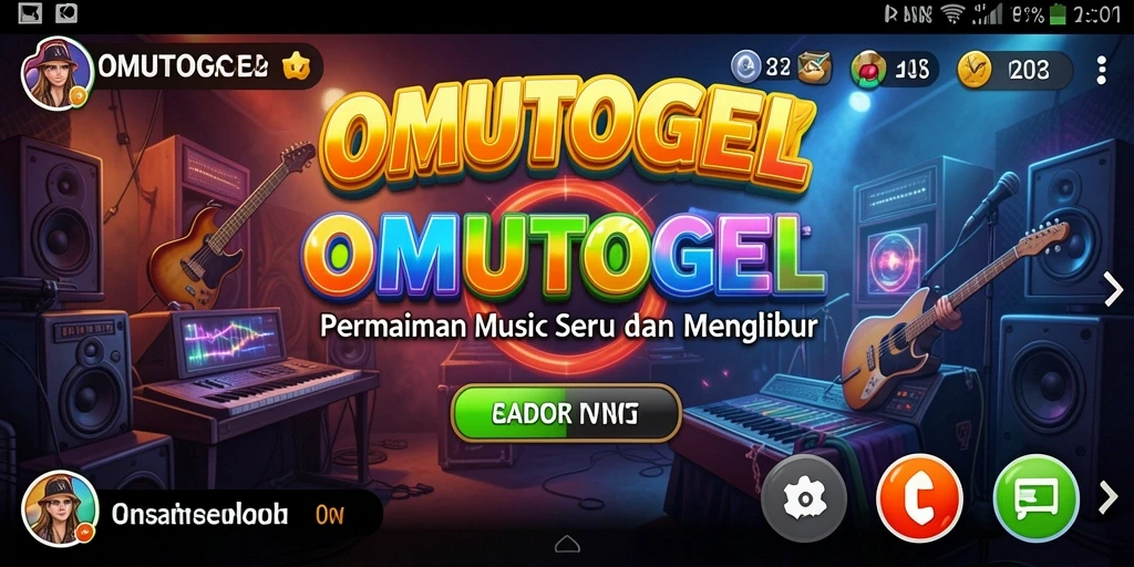 Tampilan gameplay OMUTOGEL yang penuh warna dan dinamis.