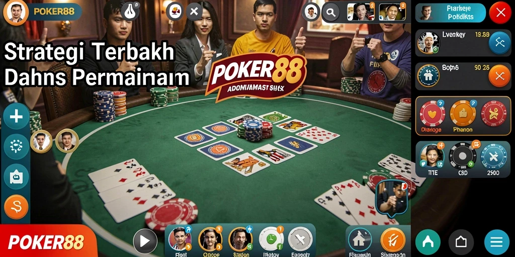 Screenshot utama POKER88 menampilkan gameplay strategis yang mendebarkan.