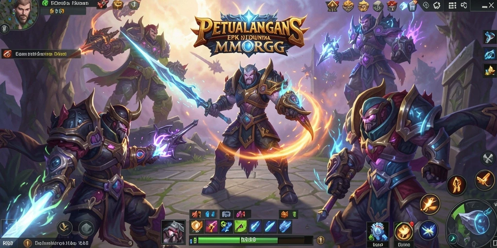 Screenshot RK88 menampilkan pertarungan epik dalam gaya MMORPG.