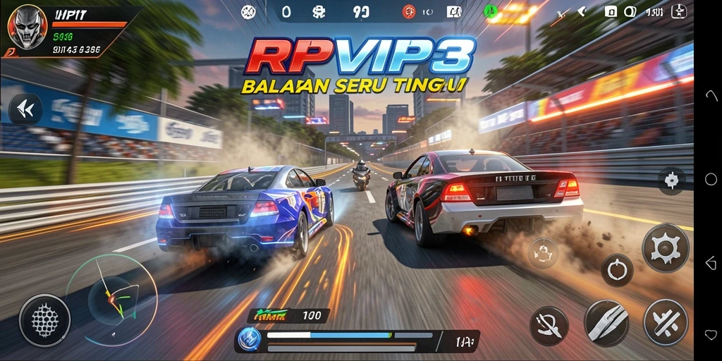 Tampilan gameplay <strong>RPVIP3</strong> yang memukau dan penuh aksi balapan.