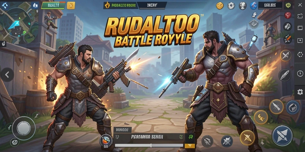 Tangkapan layar dari gameplay <strong>RUDALTOTO</strong> yang penuh aksi dalam pertarungan Battle Royale.
