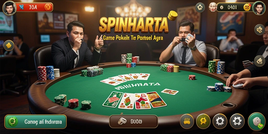 Tampilan gameplay SPINHARTA yang menarik dan penuh aksi Poker.