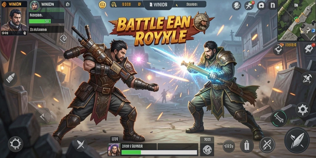 Tangkapan layar menunjukkan aksi intens dalam permainan Battle Royale.