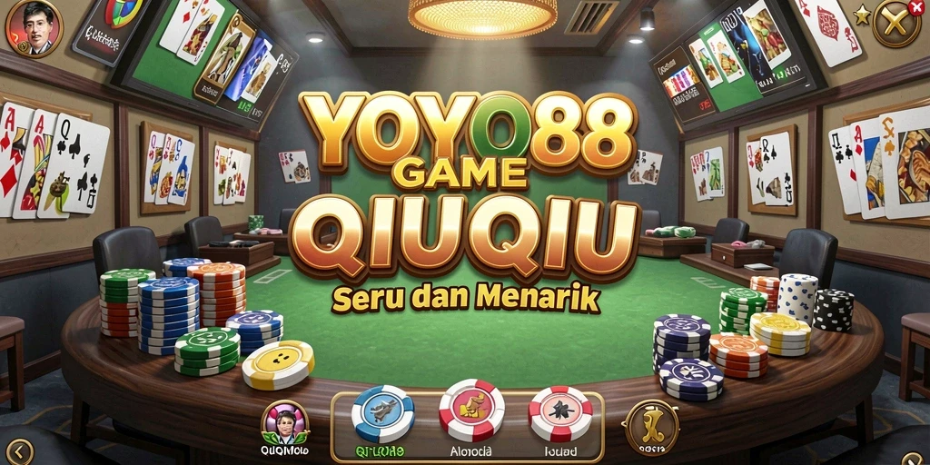 Tampilan screenshot utama YOYO88 menampilkan momen seru permainan QiuQiu.